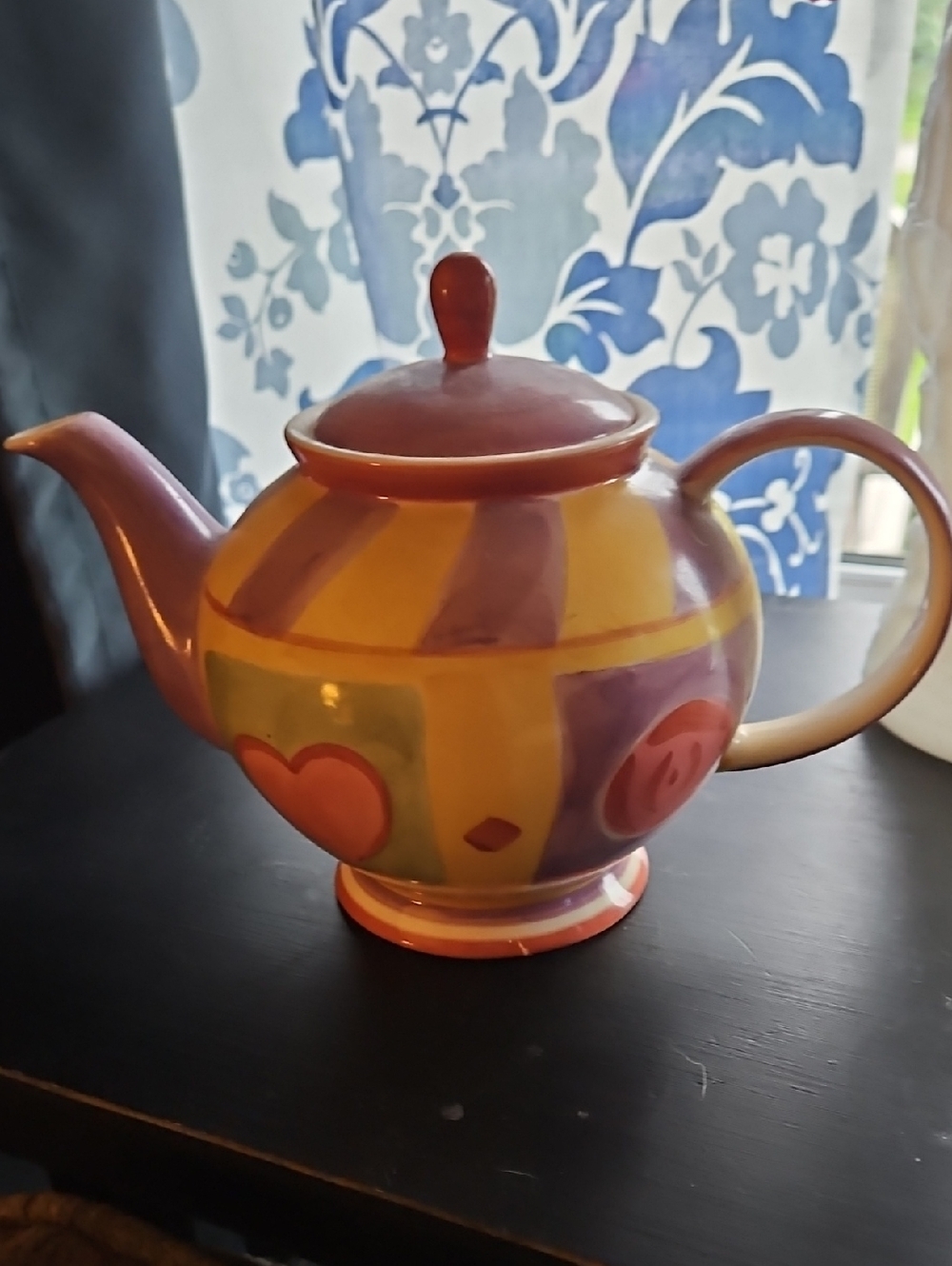 Colorful Heart Motif Ceramic Teapot - Multicolor